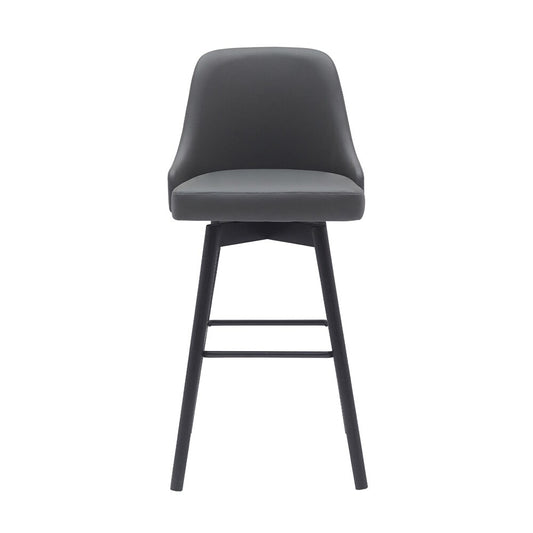 Armen Living - Sicily 30in Swivel Black Wood Bar Stool in Gray Faux Leather - LCSIBABLKGRY30 veiw 2