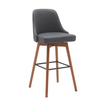 Armen Living - Sicily 30in Swivel Walnut Wood Bar Stool in Gray Faux Leather - LCSIBAWAGRY30 veiw 1