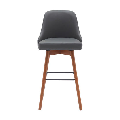 Armen Living - Sicily 30in Swivel Walnut Wood Bar Stool in Gray Faux Leather - LCSIBAWAGRY30 veiw 2