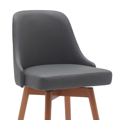 Armen Living - Sicily 30in Swivel Walnut Wood Bar Stool in Gray Faux Leather - LCSIBAWAGRY30 veiw 4