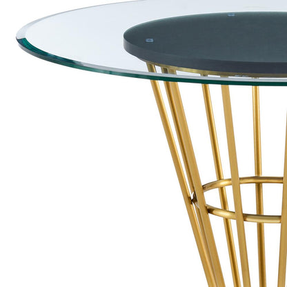 Armen Living - Veronica 48in Round Dining Table in Gold Stainless Steel Base with Walnut Panel and Glass Tabletop - LCVRDIBGL veiw 4
