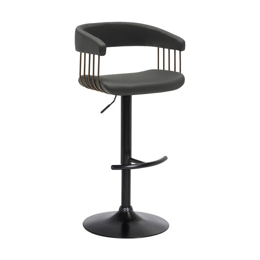 Armen Living - Calista Adjustable Bar Stool in Black Faux Leather with Golden Bronze and Black Metal - LCCABACOBLK veiw 1