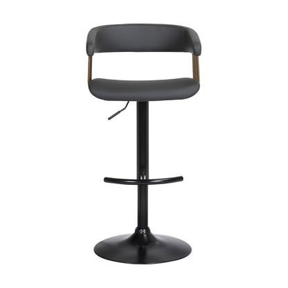 Armen Living - Calista Adjustable Bar Stool in Black Faux Leather with Golden Bronze and Black Metal - LCCABACOBLK veiw 2