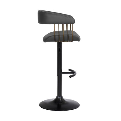 Armen Living - Calista Adjustable Bar Stool in Black Faux Leather with Golden Bronze and Black Metal - LCCABACOBLK veiw 3