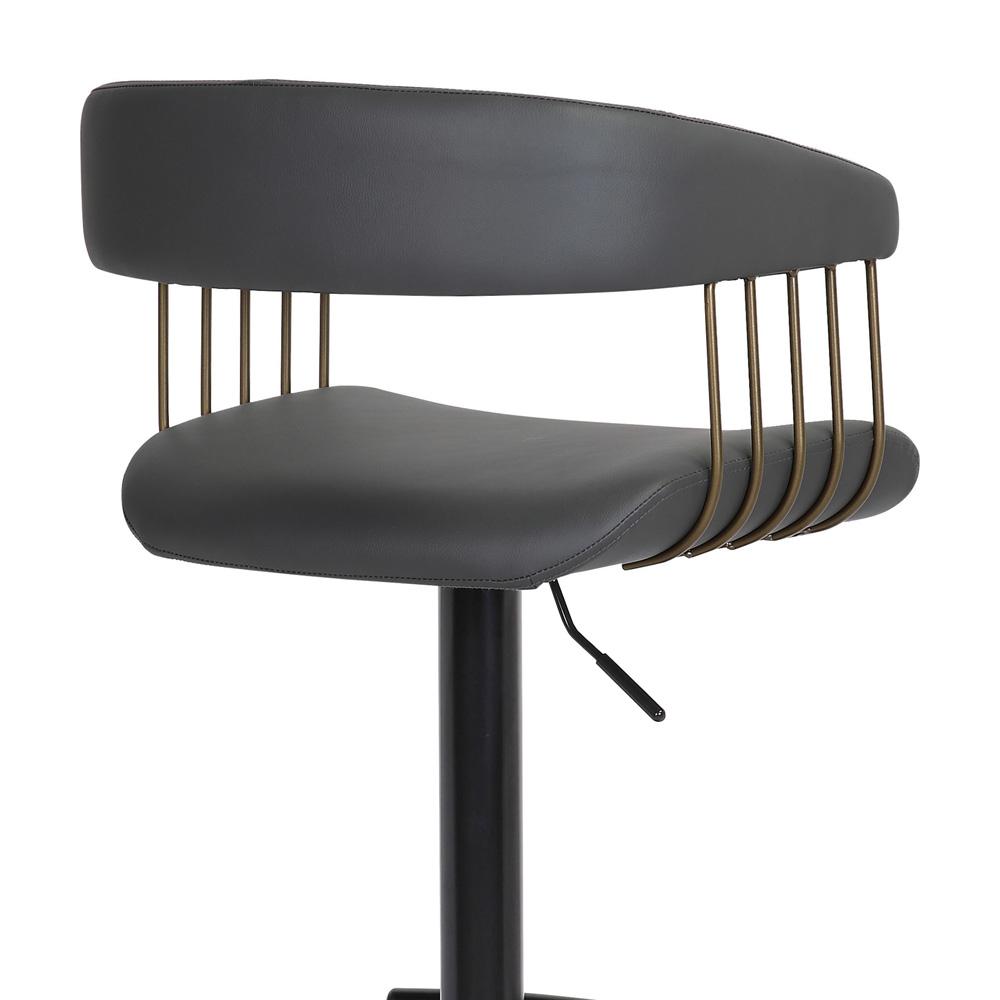 Armen Living - Calista Adjustable Bar Stool in Black Faux Leather with Golden Bronze and Black Metal - LCCABACOBLK veiw 5