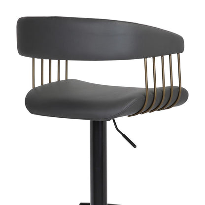 Armen Living - Calista Adjustable Bar Stool in Black Faux Leather with Golden Bronze and Black Metal - LCCABACOBLK veiw 5