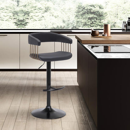 Armen Living - Calista Adjustable Bar Stool in Black Faux Leather with Golden Bronze and Black Metal - LCCABACOBLK veiw 7