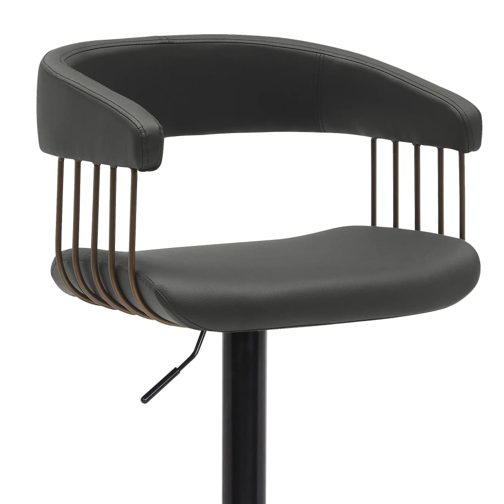 Armen Living - Calista Adjustable Bar Stool in Black Faux Leather with Golden Bronze and Black Metal - LCCABACOBLK view 8