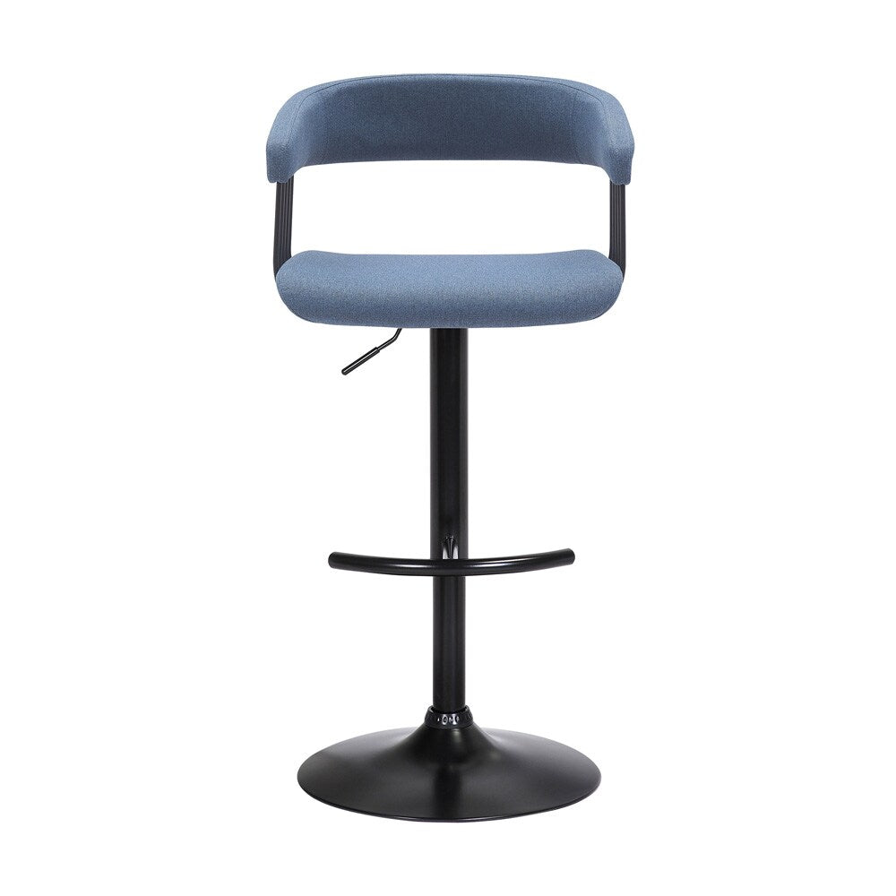 Armen Living - Calista Adjustable Bar Stool in Blue Fabric with Black Metal - LCCABABLKBLU veiw 2