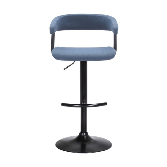 Armen Living - Calista Adjustable Bar Stool in Blue Fabric with Black Metal - LCCABABLKBLU veiw 2