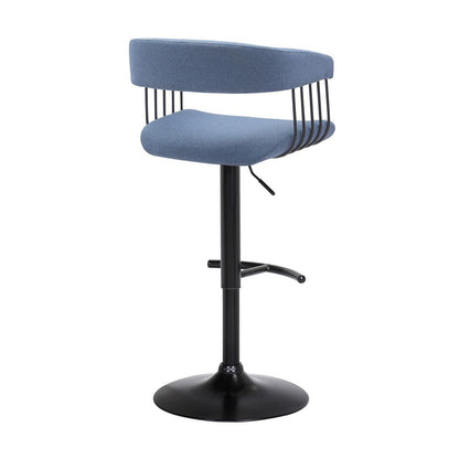 Armen Living - Calista Adjustable Bar Stool in Blue Fabric with Black Metal - LCCABABLKBLU veiw 3