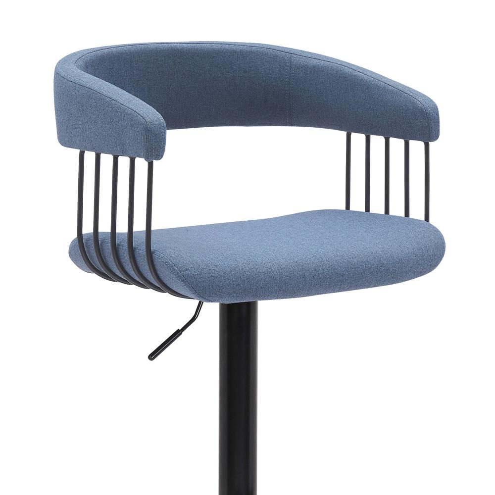 Armen Living - Calista Adjustable Bar Stool in Blue Fabric with Black Metal - LCCABABLKBLU veiw 4