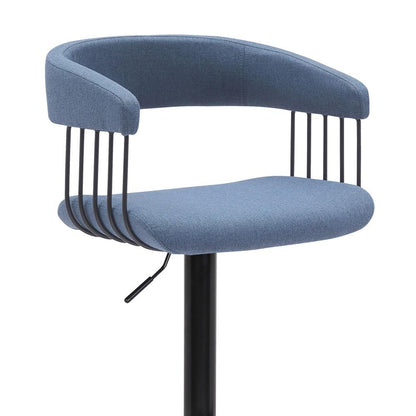 Armen Living - Calista Adjustable Bar Stool in Blue Fabric with Black Metal - LCCABABLKBLU veiw 4