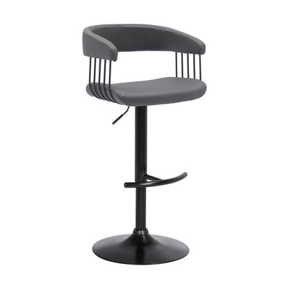 Armen Living - Calista Adjustable Bar Stool in Gray Faux Leather with Black Metal - LCCABABLKGRY veiw 1