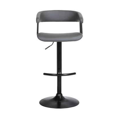Armen Living - Calista Adjustable Bar Stool in Gray Faux Leather with Black Metal - LCCABABLKGRY veiw 2