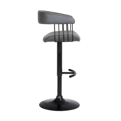 Armen Living - Calista Adjustable Bar Stool in Gray Faux Leather with Black Metal - LCCABABLKGRY veiw 3