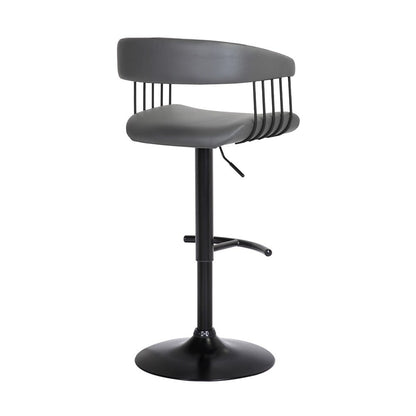 Armen Living - Calista Adjustable Bar Stool in Gray Faux Leather with Black Metal - LCCABABLKGRY veiw 4