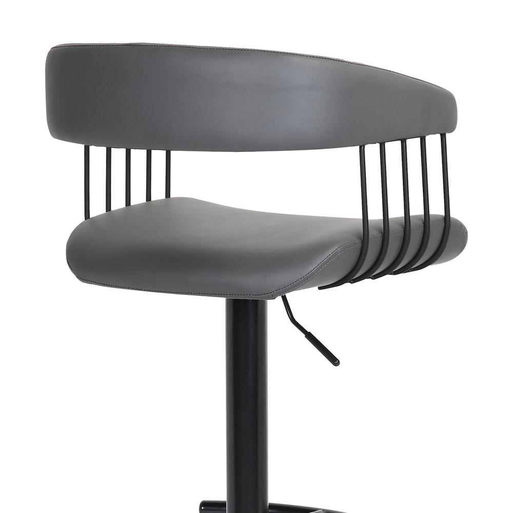 Armen Living - Calista Adjustable Bar Stool in Gray Faux Leather with Black Metal - LCCABABLKGRY veiw 5