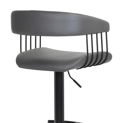 Armen Living - Calista Adjustable Bar Stool in Gray Faux Leather with Black Metal - LCCABABLKGRY veiw 5
