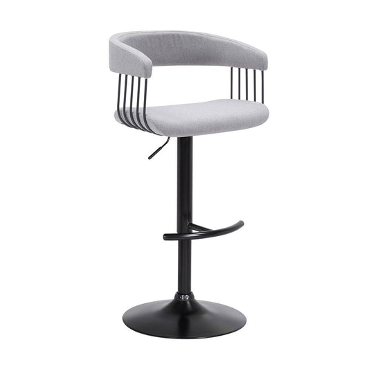 Armen Living - Calista Adjustable Bar Stool in Light Gray Fabric with Black Metal - LCCABABLKLTGR veiw 1