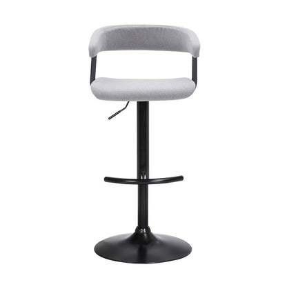 Armen Living - Calista Adjustable Bar Stool in Light Gray Fabric with Black Metal - LCCABABLKLTGR veiw 2