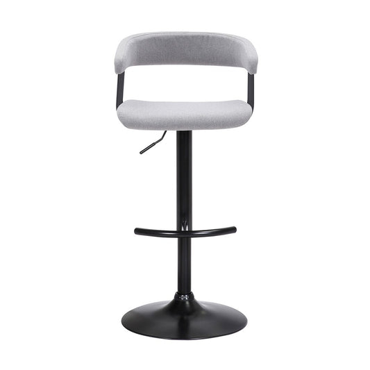 Armen Living - Calista Adjustable Bar Stool in Light Gray Fabric with Black Metal - LCCABABLKLTGR veiw 2