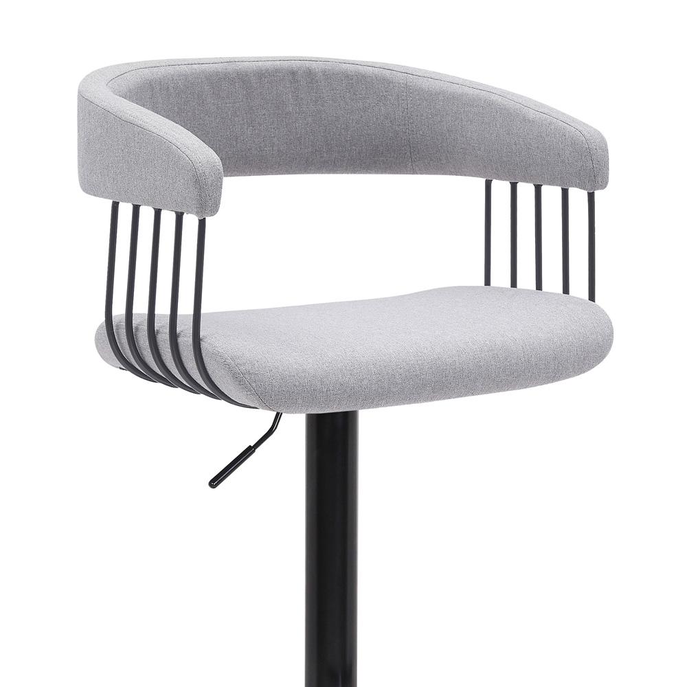 Armen Living - Calista Adjustable Bar Stool in Light Gray Fabric with Black Metal - LCCABABLKLTGR veiw 4
