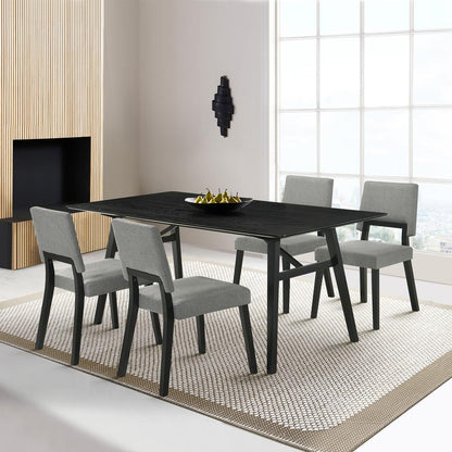 Armen Living - Channell 5 Piece Black Wood Dining Table Set with Charcoal Fabric - SETCHBLK5CH veiw 7