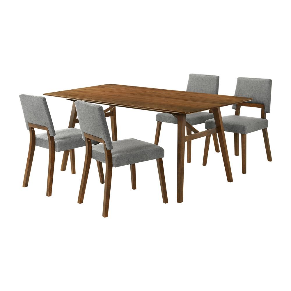Armen Living - Channell 5 Piece Walnut Wood Dining Table Set with Charcoal Fabric - SETCHWA5CH veiw 1