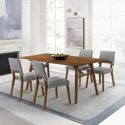Armen Living - Channell 5 Piece Walnut Wood Dining Table Set with Charcoal Fabric - SETCHWA5CH veiw 7