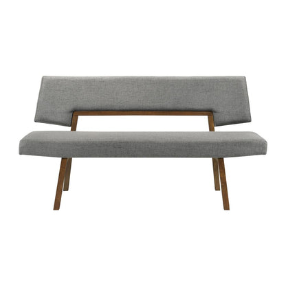 Armen Living - Channell 5 Piece Walnut Wood Dining Table Set with Benches in Charcoal Fabric - SETCHWA5CHB veiw 3