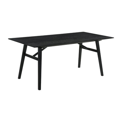 Armen Living - Channell 6 Piece Black Wood Dining Table Set with Bench in Charcoal Fabric - SETCHBLK6CHB veiw 4