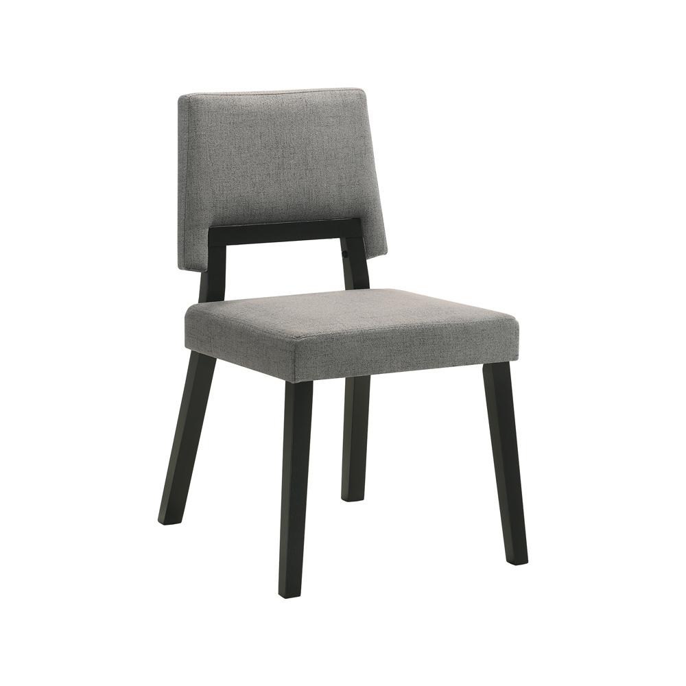 Armen Living Channell Wood Dining Chair in Black Finish with Charcoal Fabric
