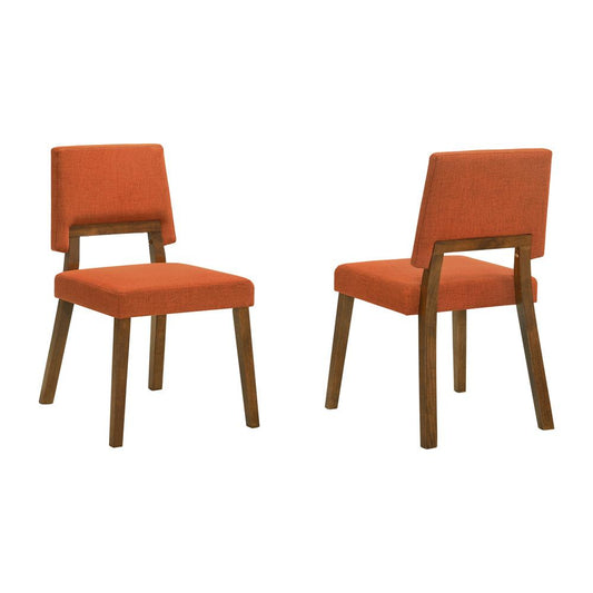 Armen Living - Channell Wood Dining Chair in Walnut Finish with Orange Fabric - (Set of 2) - LCCHCHWAOR veiw 1