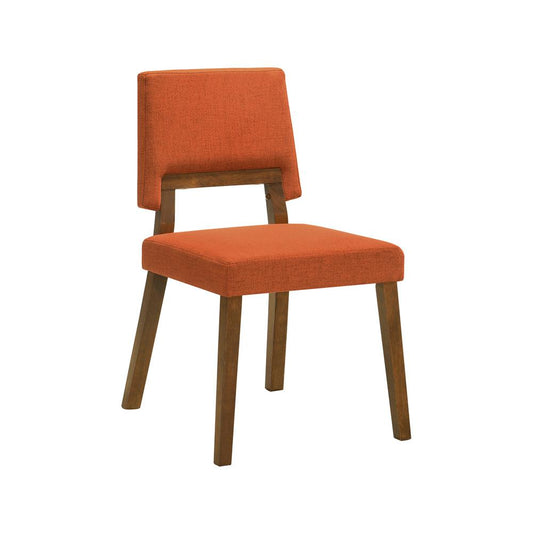 Armen Living - Channell Wood Dining Chair in Walnut Finish with Orange Fabric - (Set of 2) - LCCHCHWAOR veiw 2
