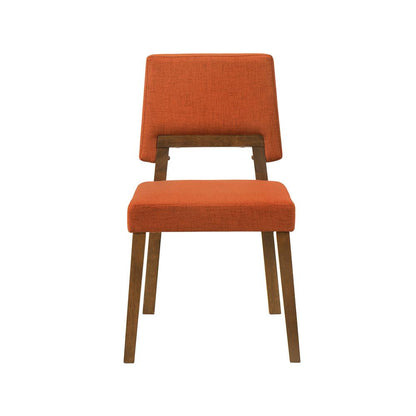 Armen Living - Channell Wood Dining Chair in Walnut Finish with Orange Fabric - (Set of 2) - LCCHCHWAOR veiw 3