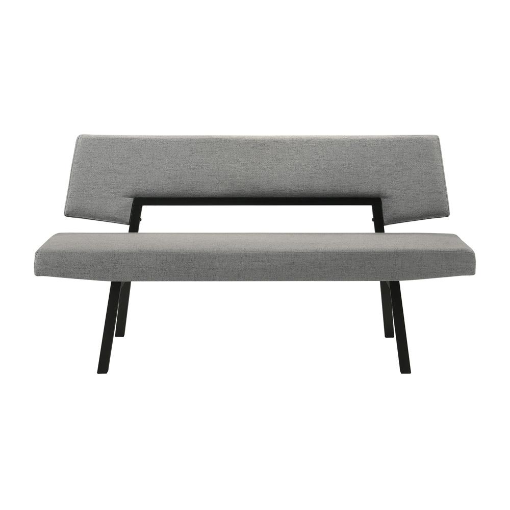 Armen Living - Channell Wood Dining Bench in Black Finish with Charcoal Fabric - LCCHBCHBLKCH veiw 1