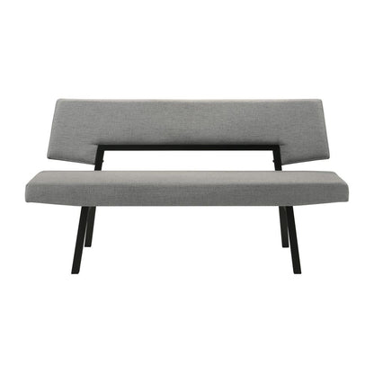 Armen Living - Channell Wood Dining Bench in Black Finish with Charcoal Fabric - LCCHBCHBLKCH veiw 1
