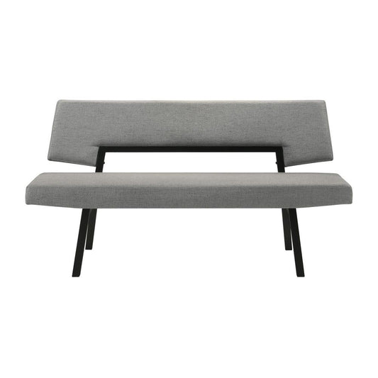 Armen Living - Channell Wood Dining Bench in Black Finish with Charcoal Fabric - LCCHBCHBLKCH veiw 1