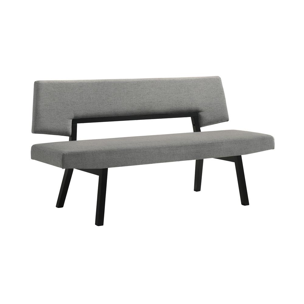 Armen Living - Channell Wood Dining Bench in Black Finish with Charcoal Fabric - LCCHBCHBLKCH veiw 2