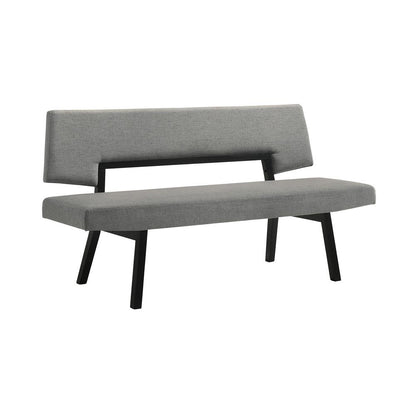 Armen Living - Channell Wood Dining Bench in Black Finish with Charcoal Fabric - LCCHBCHBLKCH veiw 2