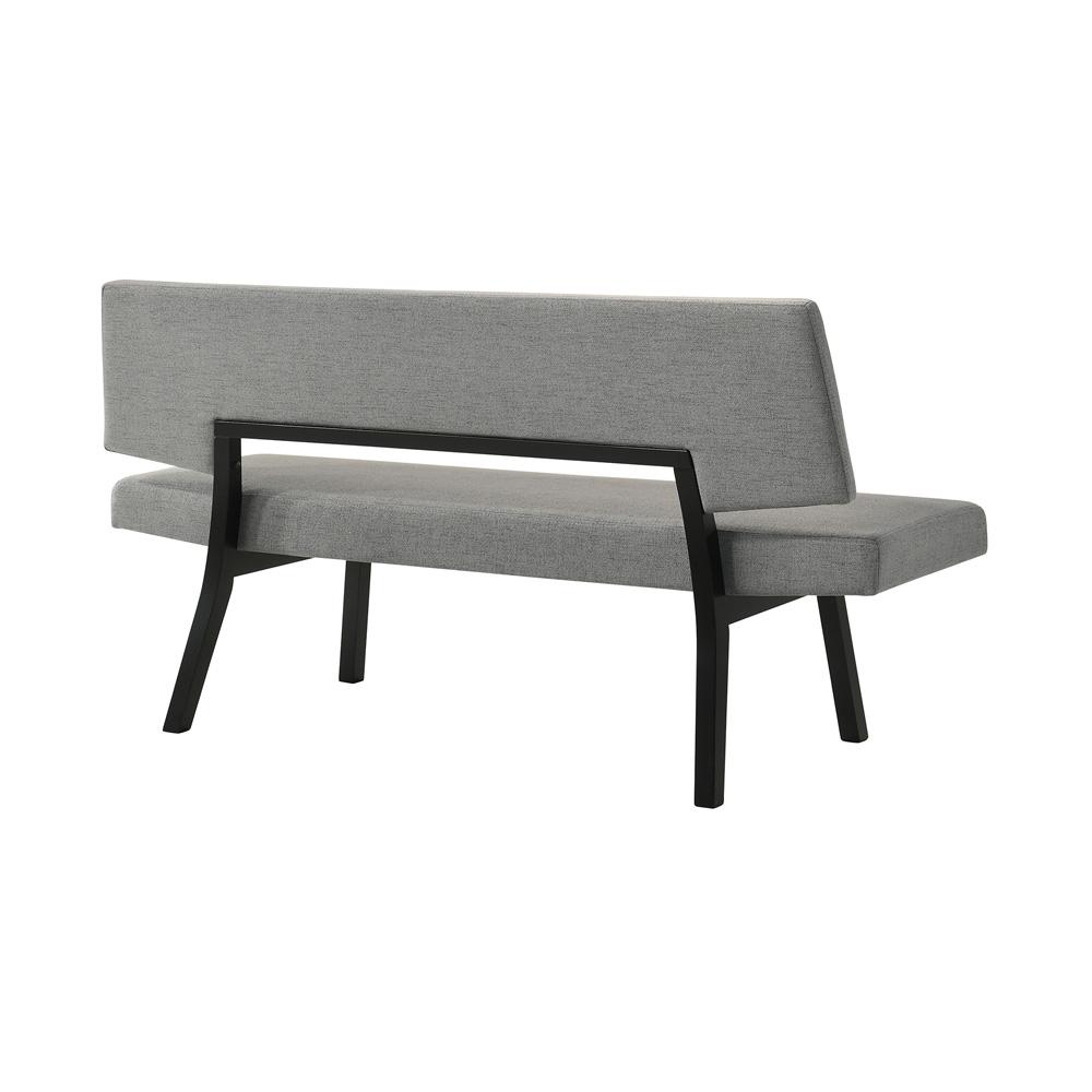 Armen Living - Channell Wood Dining Bench in Black Finish with Charcoal Fabric - LCCHBCHBLKCH veiw 3