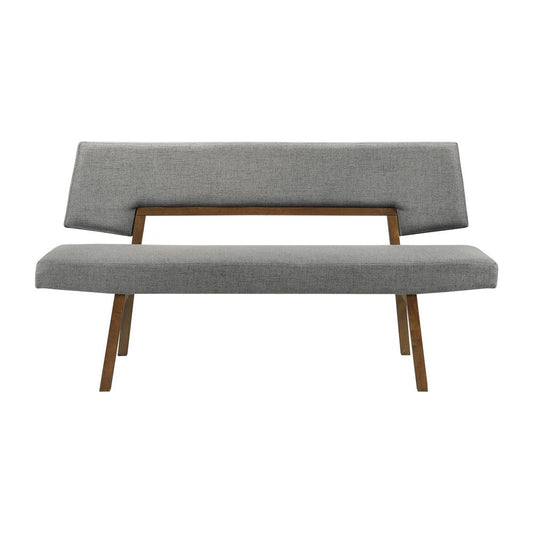 Armen Living - Channell Wood Dining Bench in Walnut Finish with Charcoal Fabric - LCCHBCHWACH veiw 1