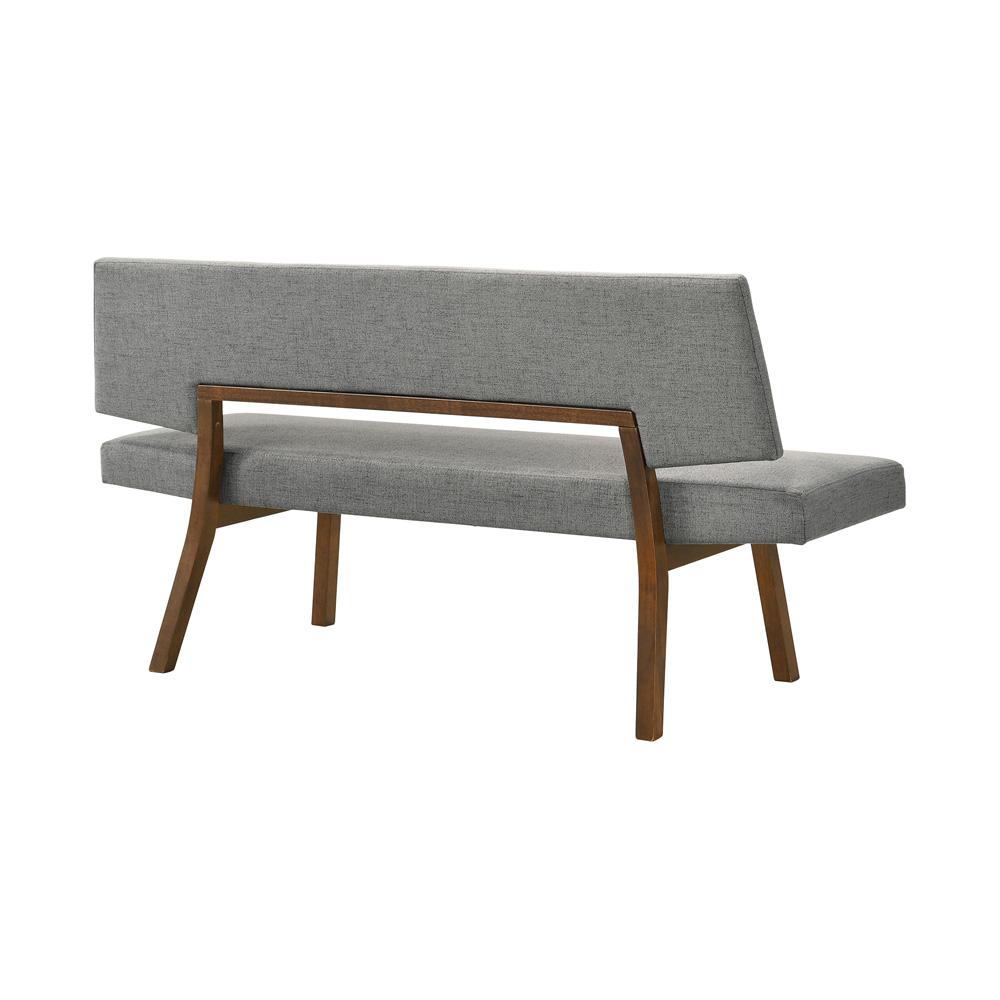 Armen Living - Channell Wood Dining Bench in Walnut Finish with Charcoal Fabric - LCCHBCHWACH veiw 3