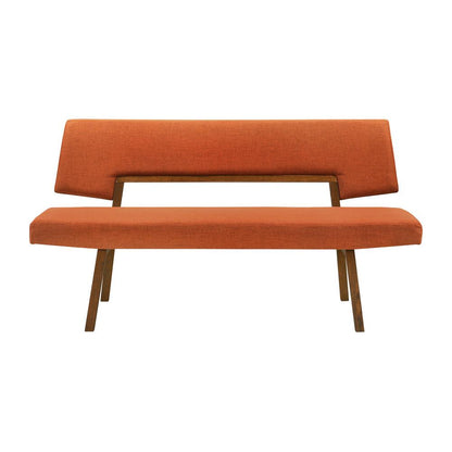 Armen Living - Channell Wood Dining Bench in Walnut Finish with Orange Fabric - LCCHBCHWAOR veiw 1