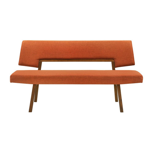 Armen Living - Channell Wood Dining Bench in Walnut Finish with Orange Fabric - LCCHBCHWAOR veiw 1