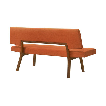Armen Living - Channell Wood Dining Bench in Walnut Finish with Orange Fabric - LCCHBCHWAOR veiw 3