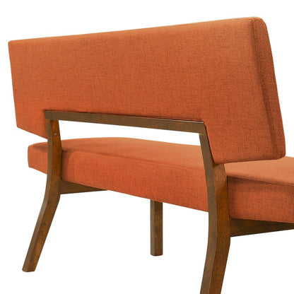Armen Living - Channell Wood Dining Bench in Walnut Finish with Orange Fabric - LCCHBCHWAOR veiw 4