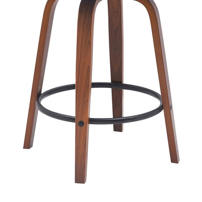 Armen Living - Diana 26in Swivel Walnut Wood Counter Stool in Black Faux Leather - LCDIBAWABLK26 veiw 5