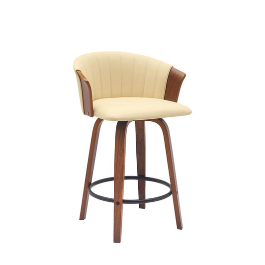 Armen Living - Diana 26in Swivel Walnut Wood Counter Stool in Cream Faux Leather - LCDIBAWACR26 veiw 1
